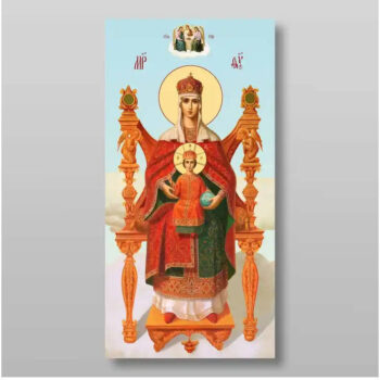 Εικόνα Ορθοδοξίας με περίγραμμα χρυσό σε ξύλο Φλαμουρίας με βάση Εικόνα της Θεοτόκου της βασιλεύουσας Χειροποίητη Ελληνορθόδοξη , Κρεμαστή πλάκα βυζαντινής τέχνης, χριστιανική τέχνη Διάσταση 10x7 cm (3,9 x 2,8 ίντσες) INTRAEK-7850 - Image 1