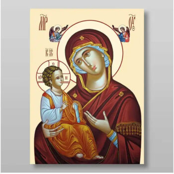 Εικόνα Ορθοδοξίας με περίγραμμα χρυσό σε ξύλο Φλαμουρίας  με  βάση Εικόνα της Θεοτόκου της Ιερουσαλήμ Χειροποίητη Ελληνορθόδοξη , Κρεμαστή πλάκα βυζαντινής τέχνης, χριστιανική τέχνη Διάσταση 15x11 cm (5,9 x 4,3 ίντσες) INTRAEK-2795 - Image 1