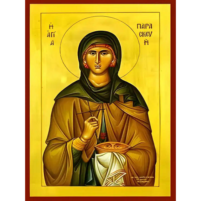 Εικόνα Ορθοδοξίας με περίγραμμα χρυσό σε ξύλο Φλαμουρίας  με  βάση Εικόνα ΑΓΙΑ ΠΑΡΑΣΚΕΥΗ, Η ΜΕΓΑΛΟΜΑΡΤΥΣ Χειροποίητη Ελληνορθόδοξη εικόνα του Ιησού Χριστού, Κρεμαστή πλάκα βυζαντινής τέχνης, χριστιανική τέχνη Διάσταση 40x30 cm (10,2x7,9 ίντσες)  INTRAEK-1447757865248