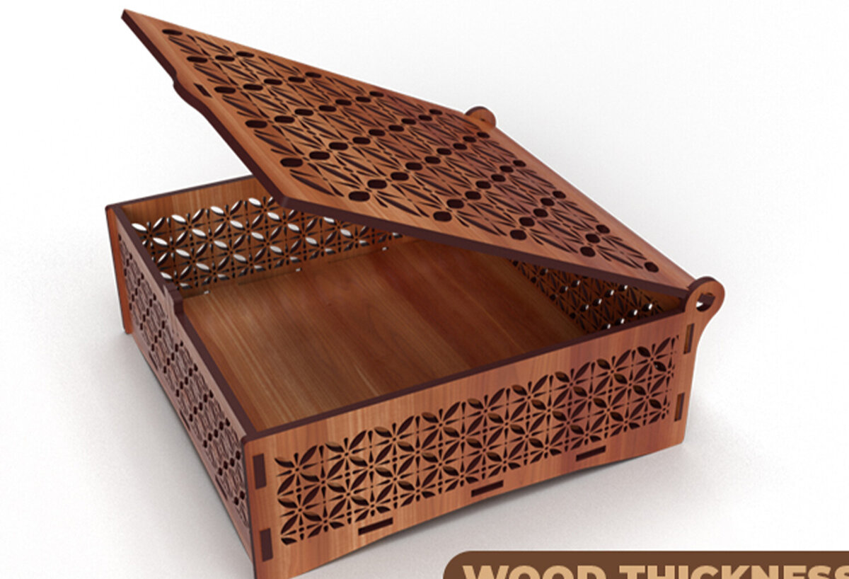 Intra απο ξύλο plywood 3mm-4mm πάχος - Διακοσμητικό Ξύλινο κουτί δώρου κομμένο με λέιζερ Δίασταση 15x15 cm INTRAFABR-88640351