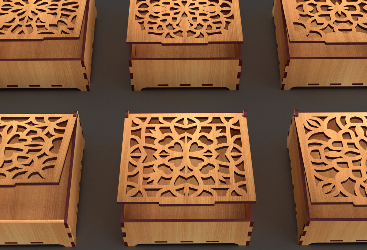 Intra απο ξύλο plywood 3mm-4mm πάχος - Διακοσμητικό Ξύλινο κουτί δώρου κομμένο με λέιζερ Δίασταση 6x6 cm INTRAFABR-84058959