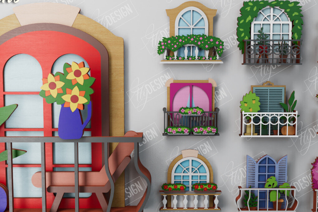 Intra απο ξύλο plywood 3mm-4mm πάχος - Διακοσμητικό Πακέτο Μπαλκονιού με στρώσεις | CNC Δίασταση 40x50 cm INTRAFABR-106188180