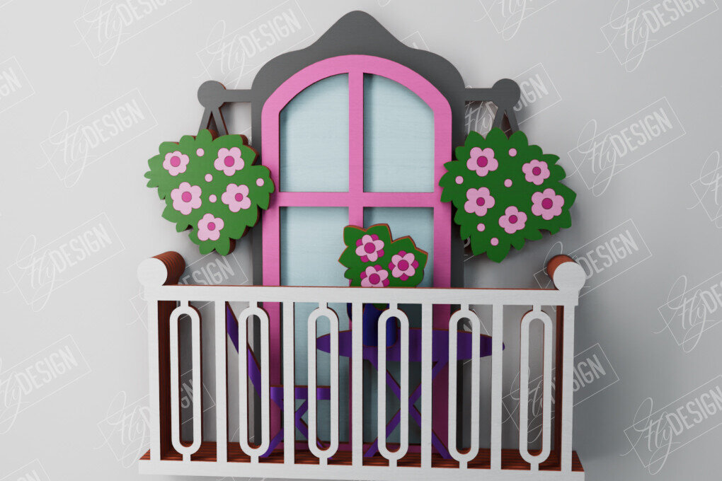 Intra απο ξύλο plywood 3mm-4mm πάχος - Διακοσμητικό Μπαλκόνι με στρώσεις | Τέχνη τοίχου Δίασταση 40x50 cm INTRAFABR-106188073