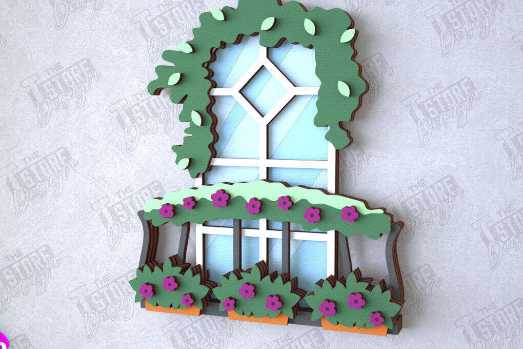 Intra απο ξύλο plywood 3mm-4mm πάχος - Διακοσμητικό Μπαλκόνι με στρώσεις | Διακόσμηση τοίχου Δίασταση 20x20 cm INTRAFABR-112089027