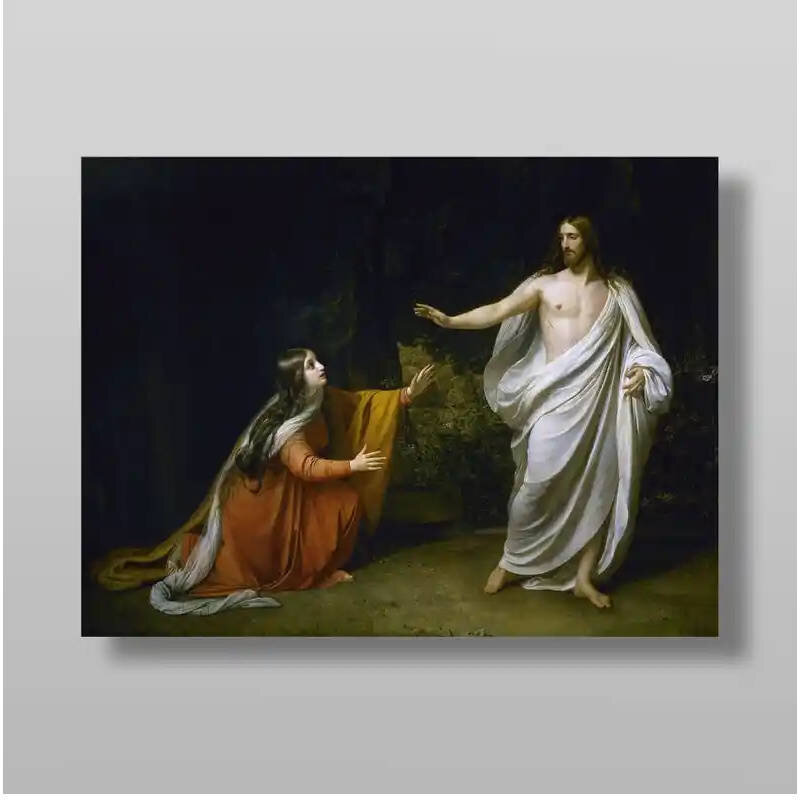 Εικόνα Ορθοδοξίας με περίγραμμα χρυσό σε ξύλο Φλαμουρίας  με  βάση Εμφάνιση του Χριστού στη Μαρία τη Μαγδαληνή Χειροποίητη Ελληνορθόδοξη , Κρεμαστή πλάκα βυζαντινής τέχνης, χριστιανική τέχνη Διάσταση 10x7 cm (3,9 x 2,8 ίντσες) INTRAEK-7719