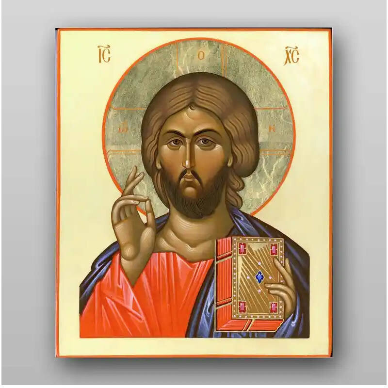 Εικόνα Ορθοδοξίας με περίγραμμα χρυσό σε ξύλο Φλαμουρίας  με  βάση Εικόνα του Ιησού Χριστού - Χειροποίητη Ελληνορθόδοξη , Κρεμαστή πλάκα βυζαντινής τέχνης, χριστιανική τέχνη Διάσταση 10x7 cm (3,9 x 2,8 ίντσες) INTRAEK-7715