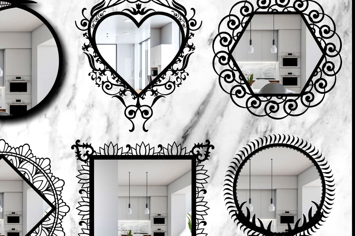 Intra απο ξύλο plywood 3mm-4mm πάχος - Διακοσμητικό Πλαίσιο Καθρέφτη Δέσμη κοπής Laser Δίασταση 30x30 cm INTRAFABR-32674192