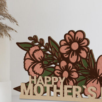 Intra απο ξύλο plywood 3mm-4mm πάχος - Διακοσμητικό πάνελ για τη γιορτή της μητέρας με λουλούδι Δίασταση 10x12 cm INTRAFABR-92592282 - Image 1