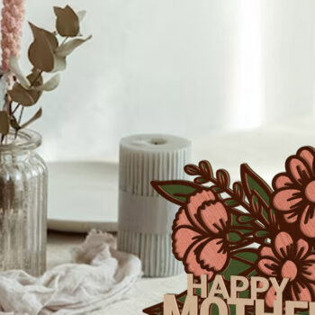 Intra απο ξύλο plywood 3mm-4mm πάχος - Διακοσμητικό πάνελ για τη γιορτή της μητέρας με λουλούδι Δίασταση 10x12 cm INTRAFABR-92592282 - Image 2