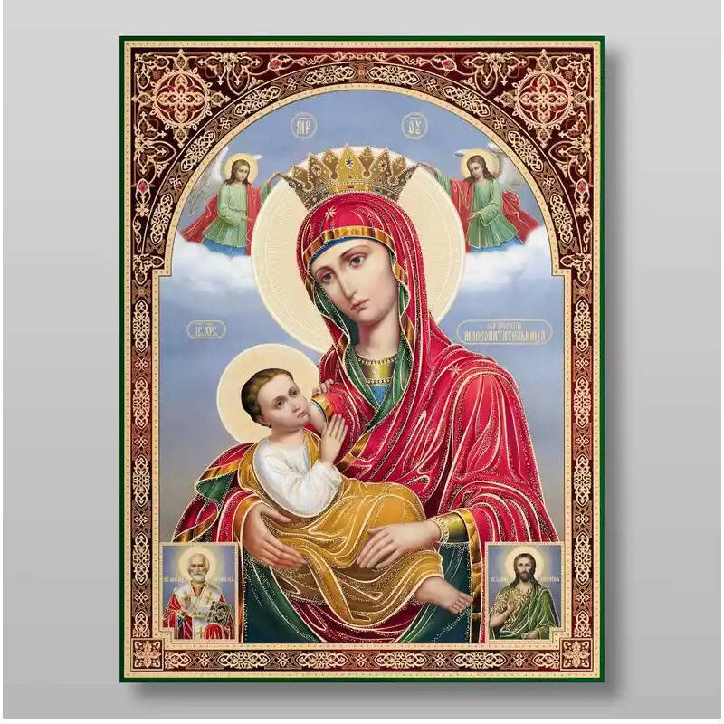Εικόνα Ορθοδοξίας με περίγραμμα χρυσό σε ξύλο Φλαμουρίας  με  βάση Θηλαστικό εικονίδιο της Μητέρας του Θεού Χειροποίητη Ελληνορθόδοξη , Κρεμαστή πλάκα βυζαντινής τέχνης, χριστιανική τέχνη Διάσταση 15x11 cm (5,9 x 4,3 ίντσες) INTRAEK-21237