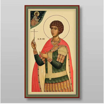 Εικόνα Ορθοδοξίας με περίγραμμα χρυσό σε ξύλο Φλαμουρίας  με  βάση Uar martire, Χειροποίητη Ελληνορθόδοξη , Κρεμαστή πλάκα βυζαντινής τέχνης, χριστιανική τέχνη Διάσταση 15x11 cm (5,9 x 4,3 ίντσες) INTRAEK-21205 - Image 1