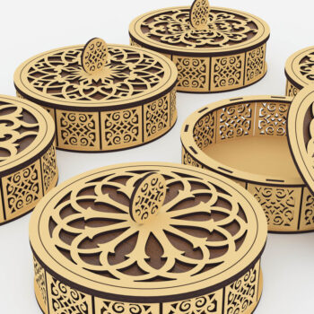 Intra απο ξύλο plywood 3mm-4mm πάχος - Διακοσμητικό στρογγυλό κουτί Αρχεία  Cut Laser Δίασταση 180x180 cm INTRAFABR-72392600 - Image 3