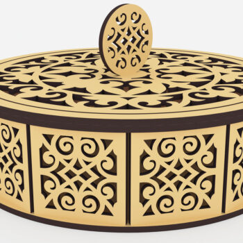 Intra απο ξύλο plywood 3mm-4mm πάχος - Διακοσμητικό στρογγυλό κουτί Αρχεία  Cut Laser Δίασταση 180x180 cm INTRAFABR-72392600 - Image 4