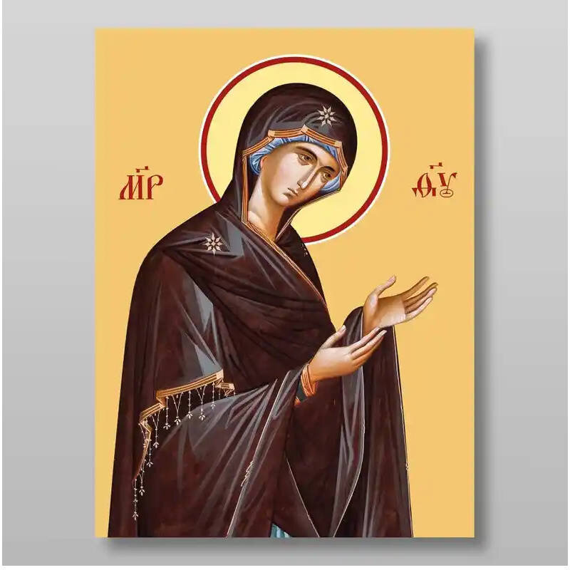 Εικόνα Ορθοδοξίας με περίγραμμα χρυσό σε ξύλο Φλαμουρίας  με  βάση Εικόνα της Θεοτόκου Χειροποίητη Ελληνορθόδοξη , Κρεμαστή πλάκα βυζαντινής τέχνης, χριστιανική τέχνη Διάσταση 15x11 cm (5,9 x 4,3 ίντσες) INTRAEK-21134