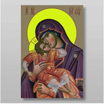 Εικόνα Ορθοδοξίας με περίγραμμα χρυσό σε ξύλο Φλαμουρίας  με  βάση Εικόνα της Θεοτόκου Χειροποίητη Ελληνορθόδοξη , Κρεμαστή πλάκα βυζαντινής τέχνης, χριστιανική τέχνη Διάσταση 15x11 cm (5,9 x 4,3 ίντσες) INTRAEK-21133 - Image 1