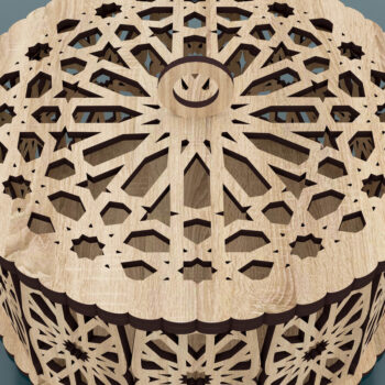 Intra απο ξύλο plywood 3mm-4mm πάχος - Διακοσμητικό στρογγυλό ξύλινο κουτί δώρου Αρχεία  Δίασταση 165x165 cm INTRAFABR-47679457 - Image 2