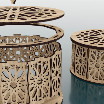 Intra απο ξύλο plywood 3mm-4mm πάχος - Διακοσμητικό στρογγυλό ξύλινο κουτί δώρου Αρχεία  Δίασταση 165x165 cm INTRAFABR-47679457 - Image 4