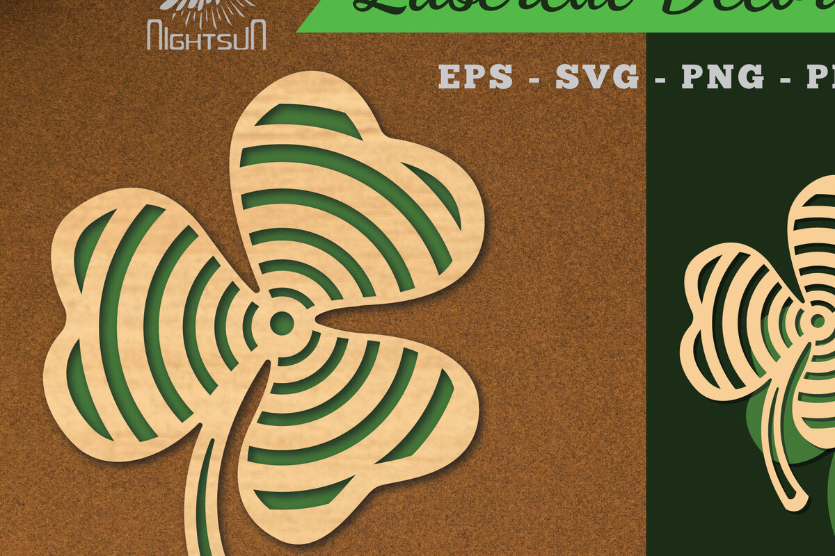 Intra απο ξύλο plywood 3mm-4mm πάχος - Διακοσμητικό κομμένο με λέιζερ τριφύλλι διακόσμηση Δίασταση 20x20 cm INTRAFABR-119435372