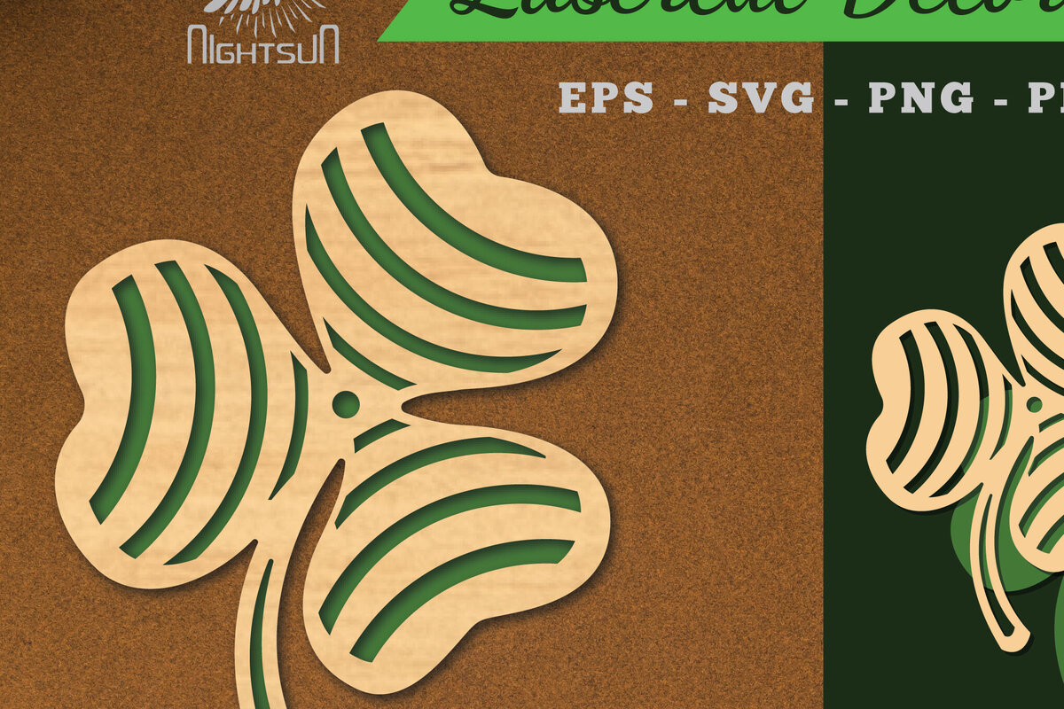 Intra απο ξύλο plywood 3mm-4mm πάχος - Διακοσμητικό κομμένο με λέιζερ τριφύλλι διακόσμηση Δίασταση 20x20 cm INTRAFABR-119435535