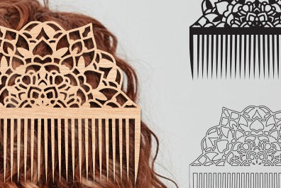 Intra απο ξύλο plywood 3mm-4mm πάχος - Διακοσμητικές πλαϊνές χτένες μαλλιών με λέιζερ  Δίασταση 20x20 cm INTRAFABR-97581927