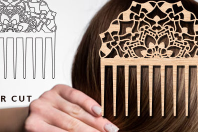 Intra απο ξύλο plywood 3mm-4mm πάχος - Διακοσμητικές πλαϊνές χτένες μαλλιών με λέιζερ  Δίασταση 20x20 cm INTRAFABR-97724219