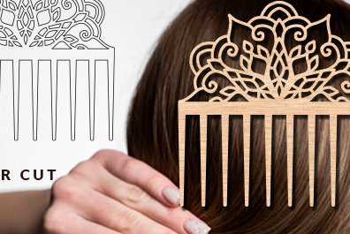 Intra απο ξύλο plywood 3mm-4mm πάχος - Διακοσμητικές πλαϊνές χτένες μαλλιών με λέιζερ  Δίασταση 20x20 cm INTRAFABR-97724226