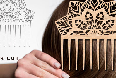 Intra απο ξύλο plywood 3mm-4mm πάχος - Διακοσμητικές πλαϊνές χτένες μαλλιών με λέιζερ  Δίασταση 20x20 cm INTRAFABR-97724244