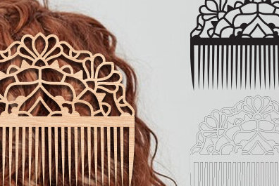 Intra απο ξύλο plywood 3mm-4mm πάχος - Διακοσμητικές πλαϊνές χτένες μαλλιών με λέιζερ  Δίασταση 20x20 cm INTRAFABR-97581795