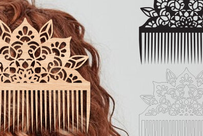 Intra απο ξύλο plywood 3mm-4mm πάχος - Διακοσμητικές πλαϊνές χτένες μαλλιών με λέιζερ  Δίασταση 20x20 cm INTRAFABR-97581816