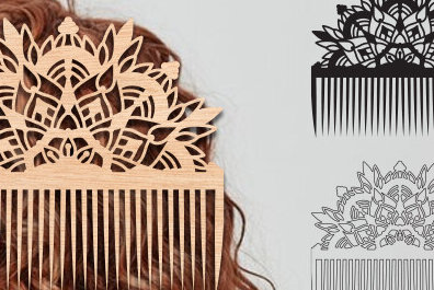 Intra απο ξύλο plywood 3mm-4mm πάχος - Διακοσμητικές πλαϊνές χτένες μαλλιών με λέιζερ  Δίασταση 20x20 cm INTRAFABR-97581871