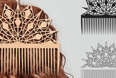 Intra απο ξύλο plywood 3mm-4mm πάχος - Διακοσμητικές πλαϊνές χτένες μαλλιών με λέιζερ  Δίασταση 20x20 cm INTRAFABR-97581920