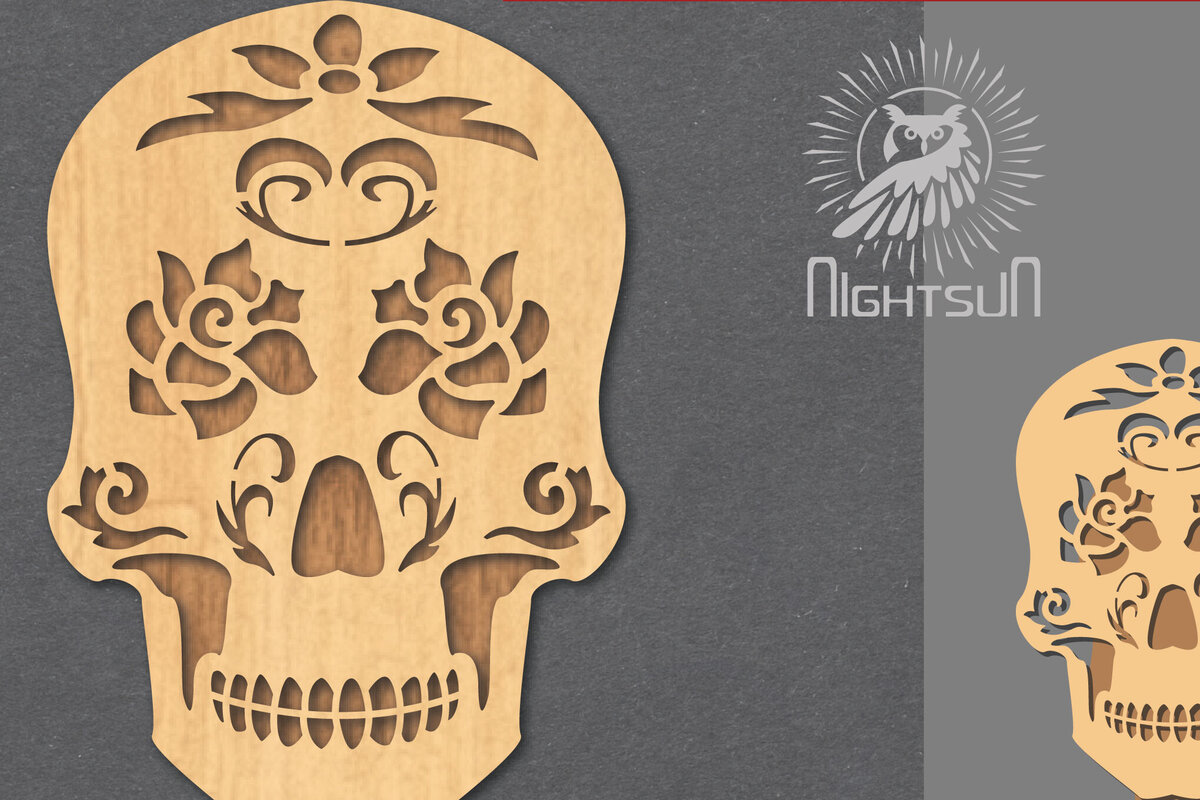 Intra απο ξύλο plywood 3mm-4mm πάχος - Διακοσμητικό διακοσμητικό με λέιζερ κρανίου 1 Δίασταση 20x20 cm INTRAFABR-124402893