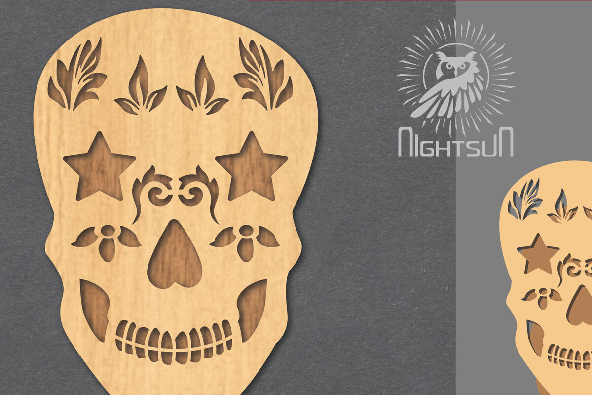 Intra απο ξύλο plywood 3mm-4mm πάχος - Διακοσμητικό διακοσμητικό κοπής με λέιζερ κρανίου 5 Δίασταση 20x20 cm INTRAFABR-124402912