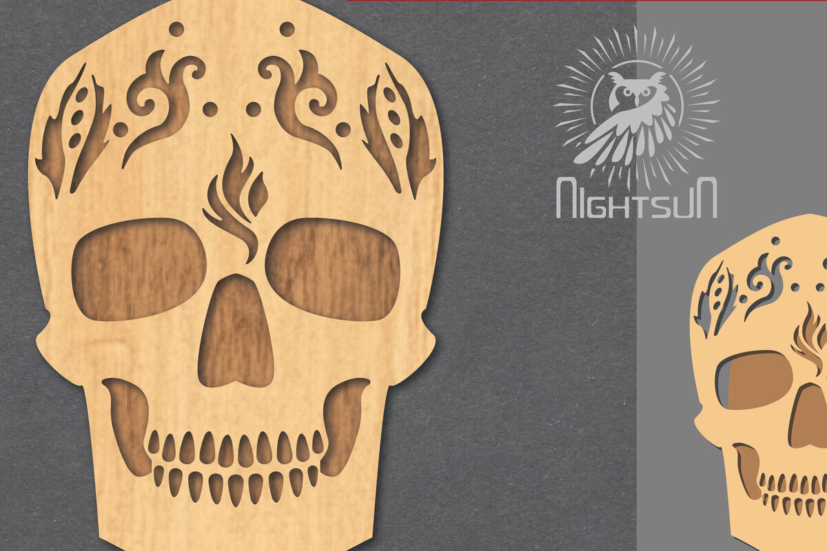 Intra απο ξύλο plywood 3mm-4mm πάχος - Διακοσμητικό διακοσμητικό κοπής με λέιζερ κρανίου 6 Δίασταση 20x20 cm INTRAFABR-124402917