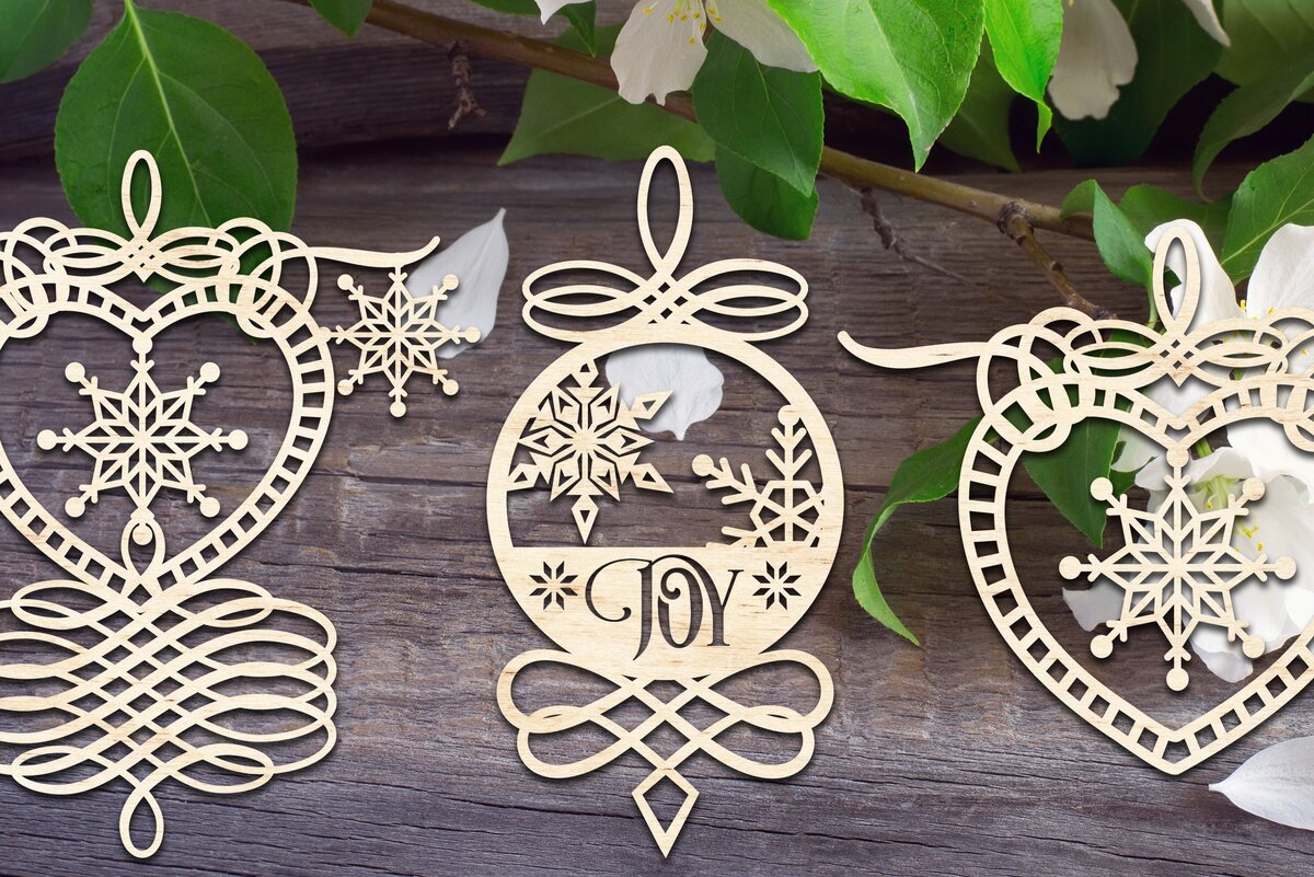 Intra απο ξύλο plywood 3mm-4mm πάχος - Διακοσμητικά στολίδια με νιφάδες χιονιού V1 Δίασταση 6x6 cm INTRAFABR-34984546