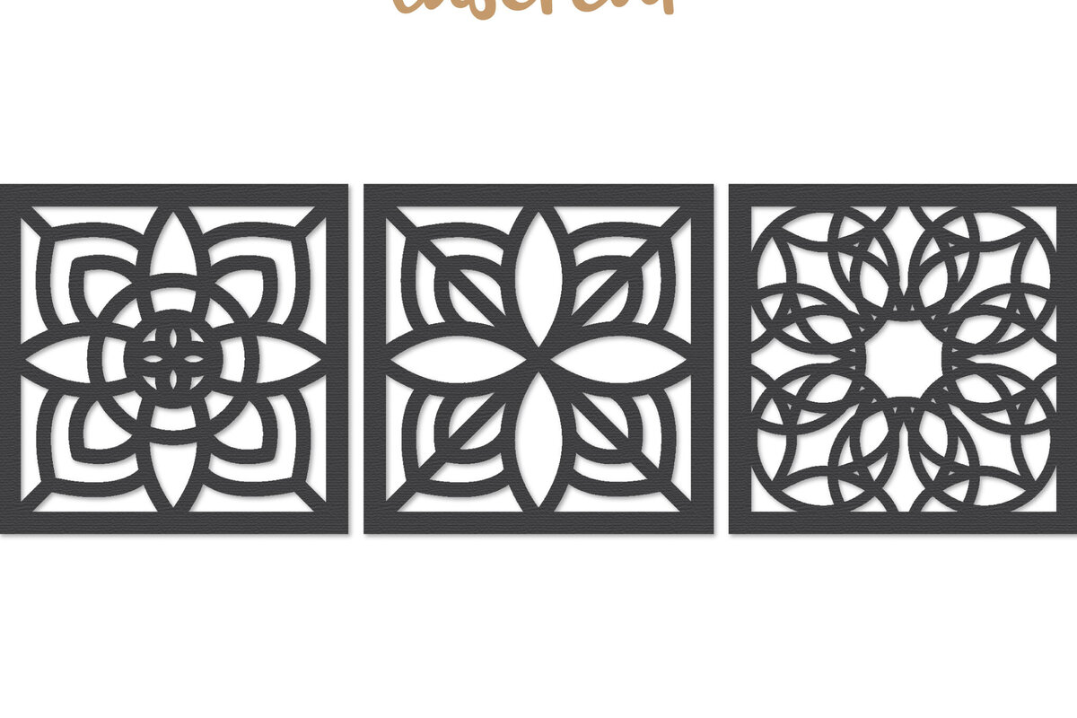 Intra απο ξύλο plywood 3mm-4mm πάχος - Διακοσμητικό τετράγωνο Lasercut Δίασταση 30x20 cm INTRAFABR-122013530