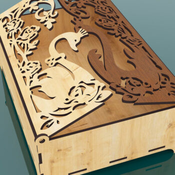 Intra απο ξύλο plywood 3mm-4mm πάχος - Διακοσμητικό Swan Box με Καπάκι Laser Cut Δίασταση 165x230 cm INTRAFABR-67695217 - Image 2