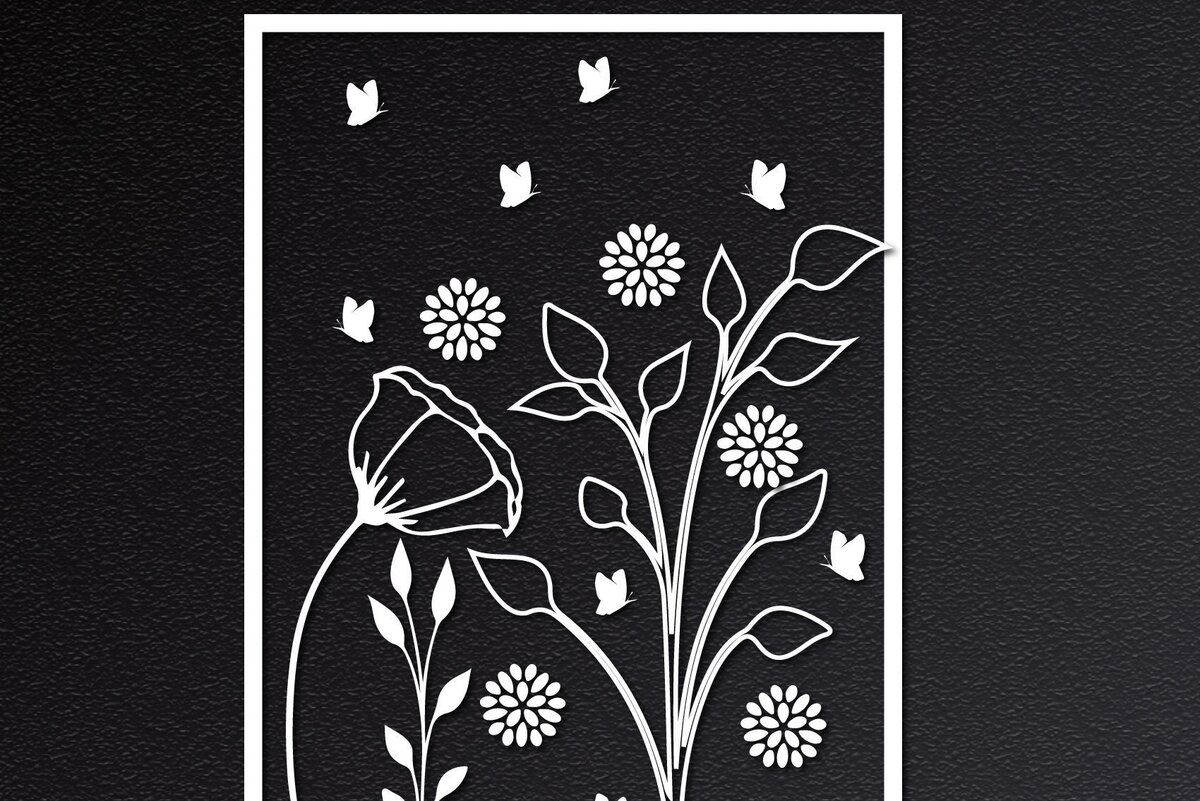 Intra απο ξύλο plywood 3mm-4mm πάχος - Διακοσμητικό Wildflower Cut Laser  Δίασταση 30x20 cm INTRAFABR-31978328