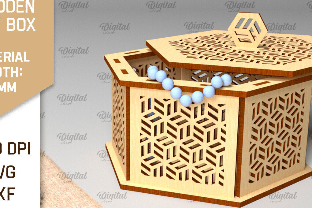 Intra απο ξύλο plywood 3mm-4mm πάχος - Διακοσμητικό Ξύλινο Κουτί Δώρου Κοπή Laser Δίασταση 15x15 cm INTRAFABR-97007827