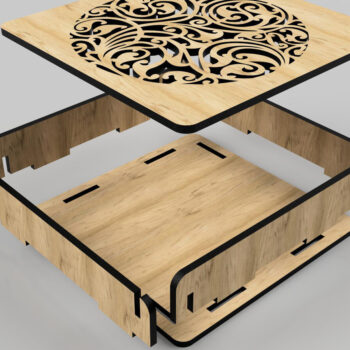 Intra απο ξύλο plywood 3mm-4mm πάχος - Διακοσμητικό Ξύλινο Κουτί Δώρου Κοπή Laser Δίασταση 110x110 cm INTRAFABR-108551809 - Image 5