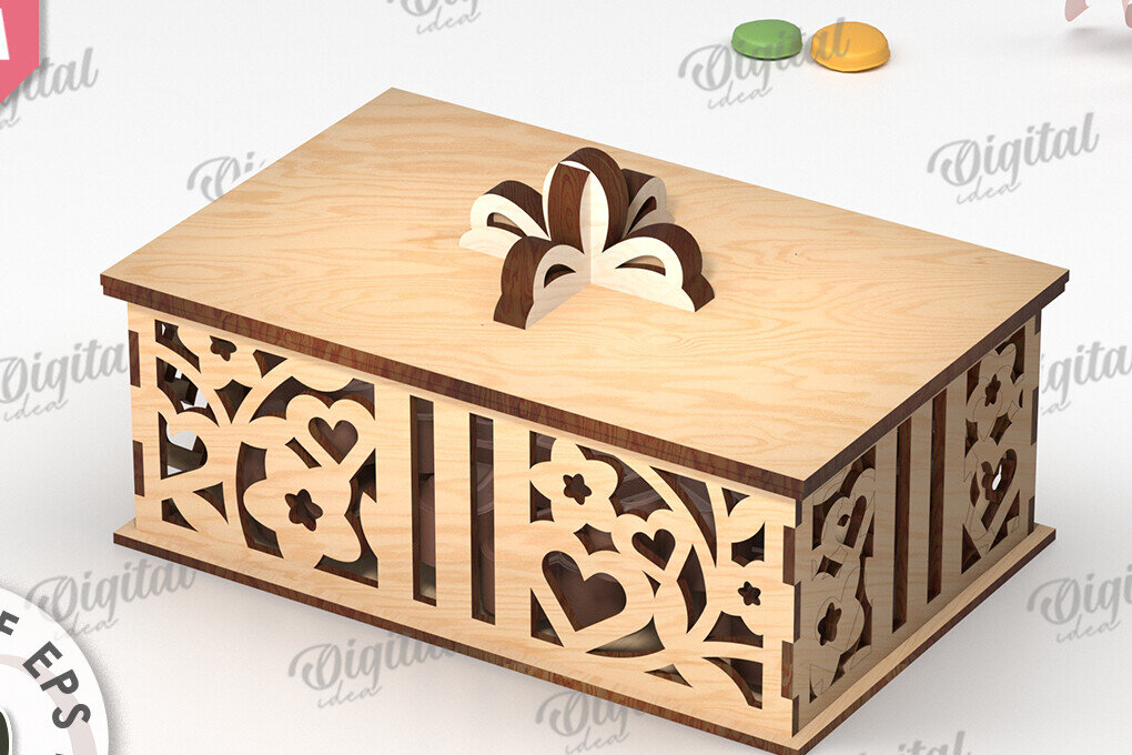 Intra απο ξύλο plywood 3mm-4mm πάχος - Διακοσμητικό Ξύλινο Κουτί Δώρου Κοπή Laser Δίασταση 15x15 cm INTRAFABR-115294641