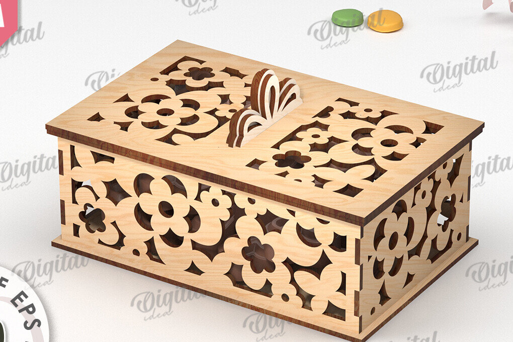 Intra απο ξύλο plywood 3mm-4mm πάχος - Διακοσμητικό Ξύλινο Κουτί Δώρου Κοπή Laser Δίασταση 15x15 cm INTRAFABR-115294684