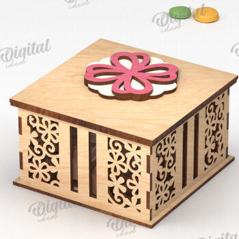 Intra απο ξύλο plywood 3mm-4mm πάχος - Διακοσμητικό Ξύλινο Κουτί Δώρου Κοπή Laser Δίασταση 15x15 cm INTRAFABR-115294925 - Image 1