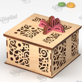 Intra απο ξύλο plywood 3mm-4mm πάχος - Διακοσμητικό Ξύλινο Κουτί Δώρου Κοπή Laser Δίασταση 15x15 cm INTRAFABR-115295125 - Image 1