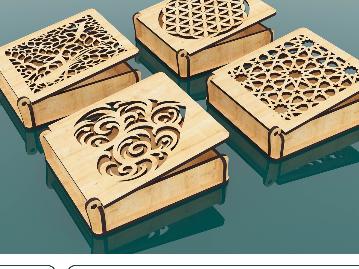 Intra απο ξύλο plywood 3mm-4mm πάχος - Διακοσμητικό Ξύλινο Κουτί Δώρου Κοπή Laser Δίασταση 110x100 cm INTRAFABR-55895634