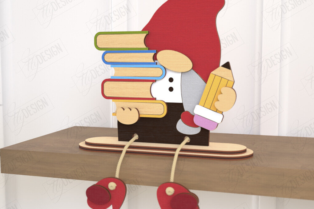 Intra απο ξύλο plywood 3mm-4mm πάχος - Διακοσμητικό Ξύλινο Gnome |Καθιστό Ειδώλιο Δίασταση 20x20 cm INTRAFABR-120416019