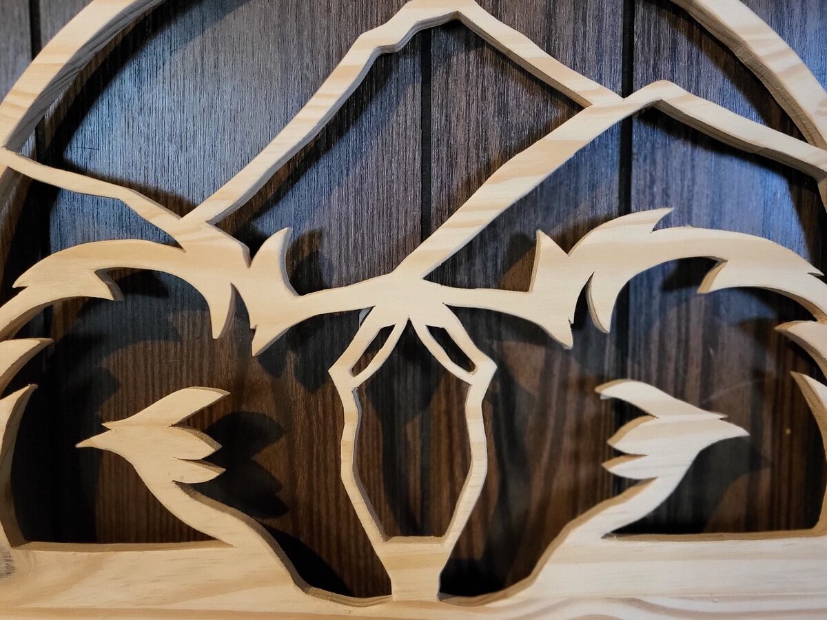 Intra απο ξύλο plywood 3mm-4mm πάχος - Ελάφια και Κέρατα Υπογράφουν  Δίασταση 30x20 cm INTRAFABR-34932689