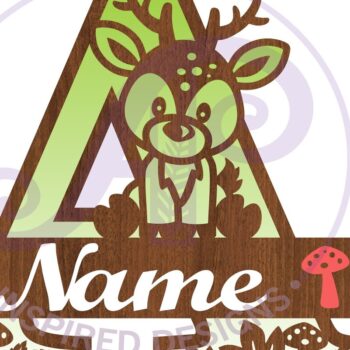 Intra απο ξύλο plywood 3mm-4mm πάχος - Μονόγραμμα με κεφαλαίο ελάφι Επιστολή Δίασταση 30x20 cm INTRAFABR-84539404 - Image 2