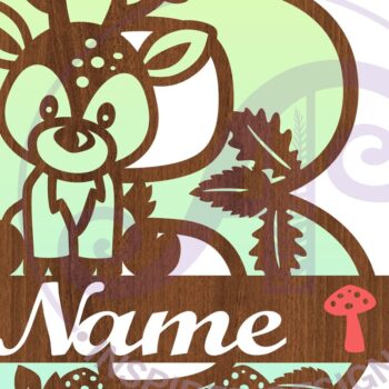 Intra απο ξύλο plywood 3mm-4mm πάχος - Μονόγραμμα με κεφαλαίο ελάφι Γράμμα B  Δίασταση 30x20 cm INTRAFABR-84539433 - Image 2