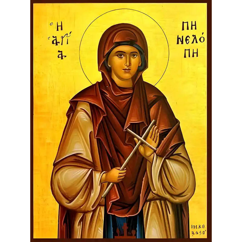 Εικόνα Ορθοδοξίας με περίγραμμα χρυσό σε ξύλο Φλαμουρίας  με  βάση Εικόνα ΑΓΙΑ ΠΗΝΕΛΟΠΗ, ΜΑΡΤΥΣ Χειροποίητη Ελληνορθόδοξη εικόνα του Ιησού Χριστού, Κρεμαστή πλάκα βυζαντινής τέχνης, χριστιανική τέχνη Διάσταση 40x30 cm (10,2x7,9 ίντσες)  INTRAEK-1447757865240